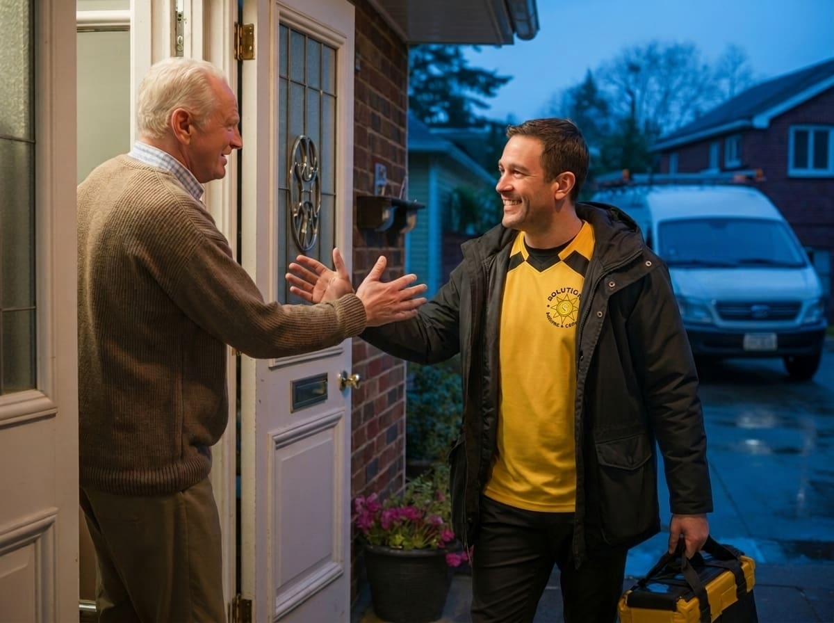 HVAC contractor Westbrook VA technician greeted by homeowner at front door