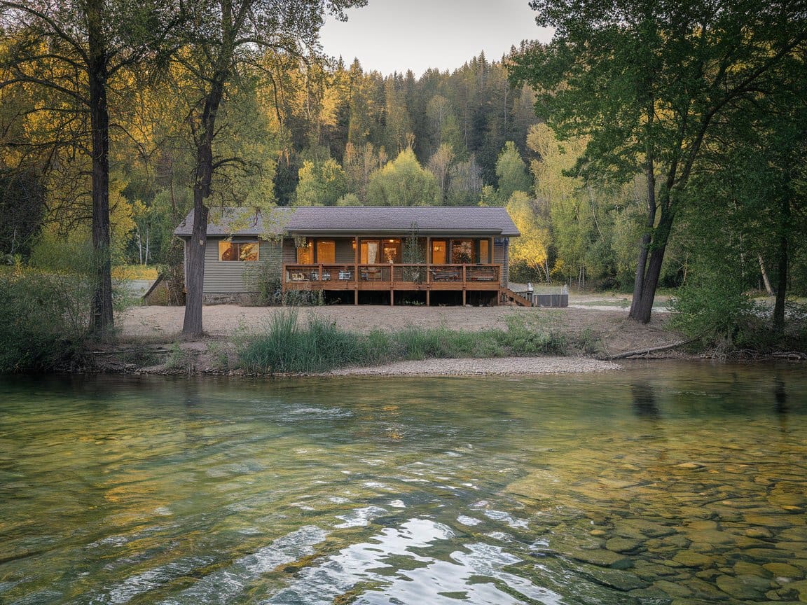 Emergency heat pump repair Lynchburg specialists provide service to this riverside cabin retreat in autumn